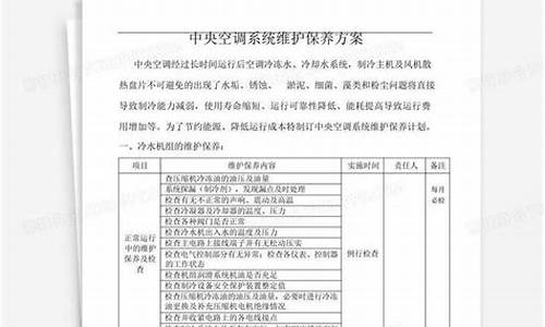 中央空调维保方案及报价清单_中央空调维修保养报价明细2021